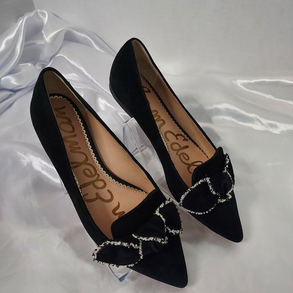 Sam Edelman Black Pointed Toe Bow Flats